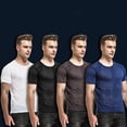 thumbnail image 3 of Breathable Mesh Knit Men’s Ice Silk Summer T Shirt Lightweight Slim Fit Short Sleeve Top Round Neck Athletic Tee, XXL, Grey, 3 of 3