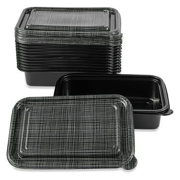 Thyme & Table 24 Piece Rectangle Meal Prep Food Container, Black