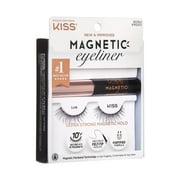 KISS Magnetic False Eyelashes, Strip Lashes, Lure, Black, 12mm, 1 Pair