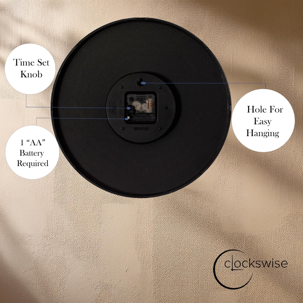Clockswise Blue 14-In Analog Clock – Silent, Non-Ticking for Wall - Battery-Operated Perfect for Home Office, Farmhouse Kitchen, Entryways, Dining Rooms and Bedroom Decor, School and Bathroom Clock