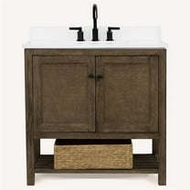 Legion Furniture WH5136-BR-WITH ACW TOP 36 x 51 in. Rectangle Bathroom Vanity - Brown, 1 in. Thick White Artificial Stone