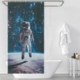 thumbnail image 3 of Space Astronaut Waterproof Polyester Quick-Drying Shower Curtain for Bathroom with 12 Hooks, 3 of 8