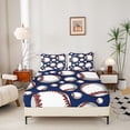 thumbnail image 2 of Baseball Bedding Set Sports Theme Fitted Sheet Teens 3D Blue Ball Pattern Bed Sheet Set Breathable Baseball Games Bed Cover Room Decor Queen Size, 2 of 5