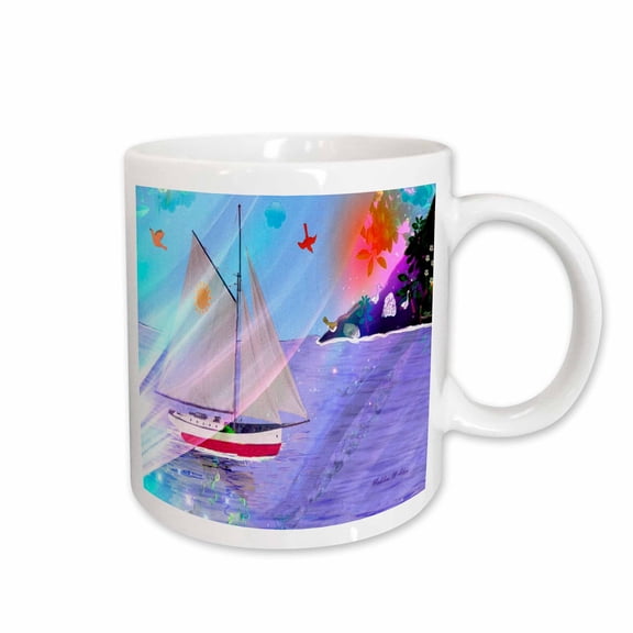 3drose, Enchanted Isle - Smudgeart Ship Art, 15oz Mug