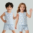 thumbnail image 2 of CAIVO Unisex Colorful Cartoon Print Sleeveless 2 Piece Pajama Sets Button Down Front Vest Tops Matching Shorts Kids Summer Sleepwear Loungewear, 2 of 3