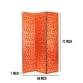 thumbnail image 5 of 3 Panel Foldable Wooden Room Divider with Vine Print, Red and Gold, 5 of 5