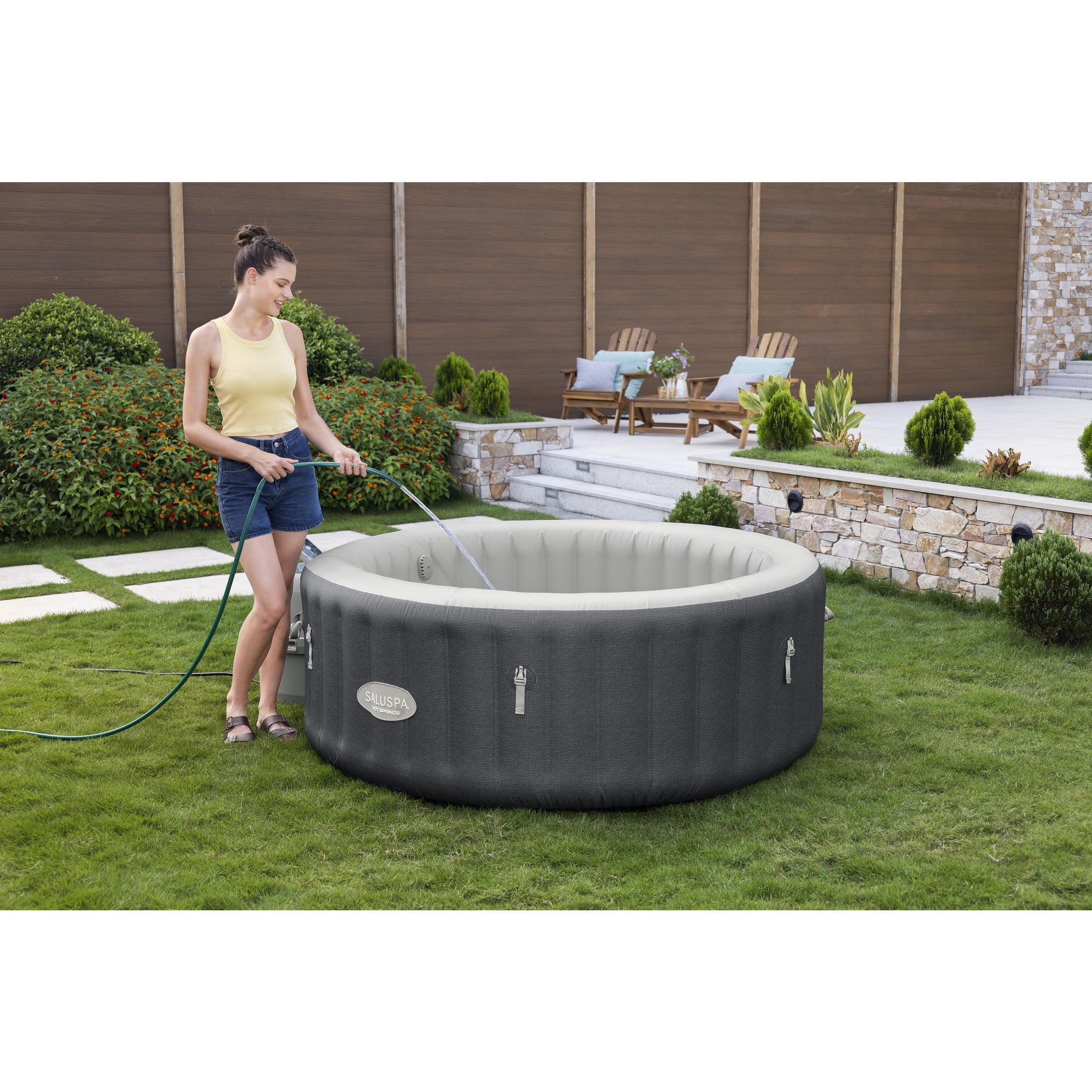 Bestway SaluSpa Hot Springs Energy Efficient Smart AirJet 2-4 Person Inflatable Round Hot Tub Spa