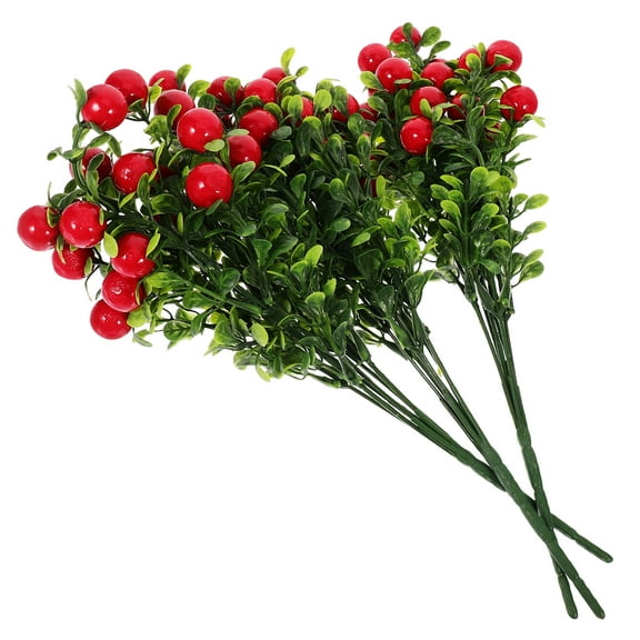 3 Bunches Fake Cherries Plum Blossom Decoration Artificial Flowers Red