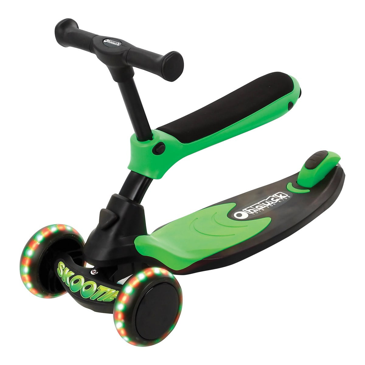- 2-in-1 Neon Green Skootie and Hauck Ride-On Scooter