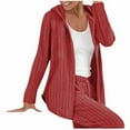 thumbnail image 2 of lmcalzta Womens Two Piece Sets Ribbed Knit Loungewear Zip up Hoodie and Pants Casual Outfits, 2 of 5