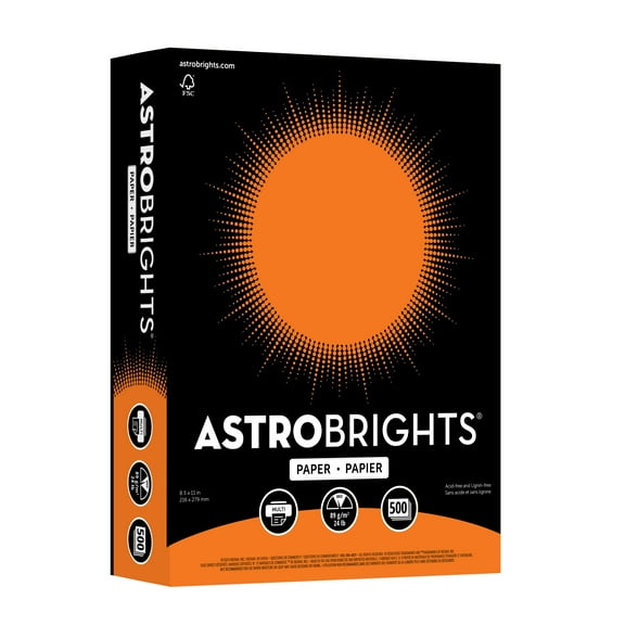 Astrobrights Colored Paper, 8.5" x 11", 24 lb/89 gsm, Cosmic Orange, 500 Sheets (21658-01)