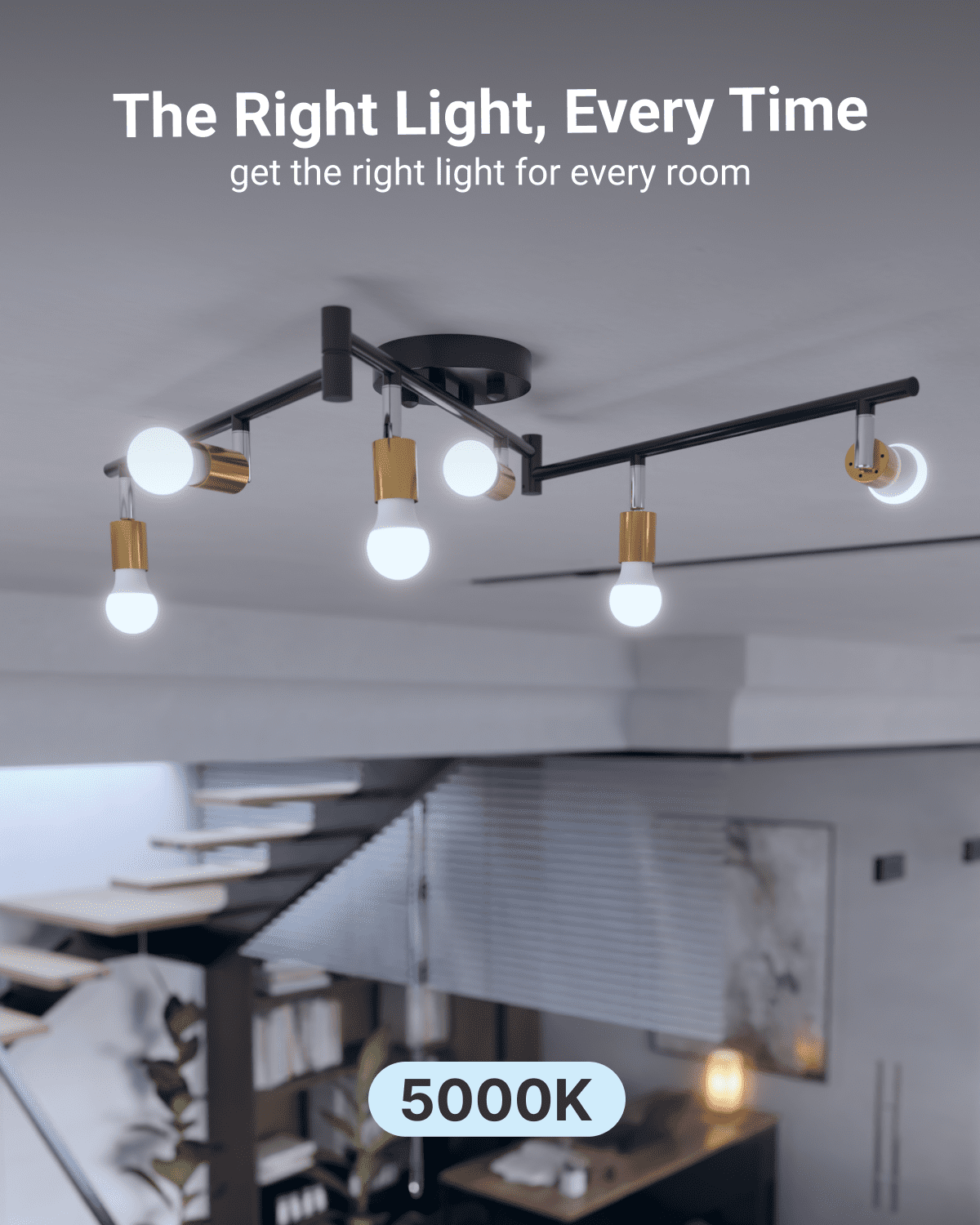 Sunco GU24 LED Bulb A19, 2 Prong Light Bulbs, 800 LM, 9W (60W Equivalent), 5000K Daylight, Dimmable, Twist & Lock GU24 Pin Base, CRI91, Instant On UL 4 Pack