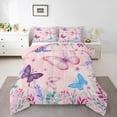 thumbnail image 3 of Homewish Girly Pink Butterfly Bedding Comforter Set, Spring Garden Animal Twin Comforter Sets, Princess Cartoon Reversible Bedding Set, Ultra Soft Bedroom Decor, 2-Piece, 3 of 8