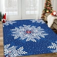 thumbnail image 3 of Christmas Rug 9x12 Snowflake Large Washable Area Rug for Hallway Non Slip Throw Rugs Low Pile Carpet for Bedroom Living Room Blue, 3 of 7