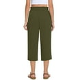 thumbnail image 3 of Annhoo Womens Cropped Pants Summer Ruffle Straight Wide Leg Elastic Waisted Drawstring Casual Trousers with Pockets, 3 of 8