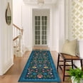 thumbnail image 5 of Garvee 2'x6' Floral Printed Runner Rug Vintage Soft Rug, Washable Low Pile Rug Stain Resistant Farmhouse Indoor Carpets with Non Slip Backing for Hallway Bedroom Playroom, Blue, 5 of 7
