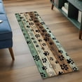 thumbnail image 3 of 2'x6' Rug Runners for Hallways Kitchen, Teal Brown Non Slip Entryway Beside Floor Carpet Runner, Pet Paw Printed Farmhouse Dog Claws Wood Grain Laundry Room Bedroom Throw Rugs Mat for Family Pet, 3 of 8