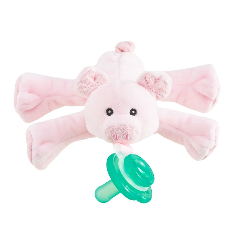 Nookums Paci-Plushies Buddies Pig Pacifier Holder - Plush Toy Includes Detachable Pacifier, Use