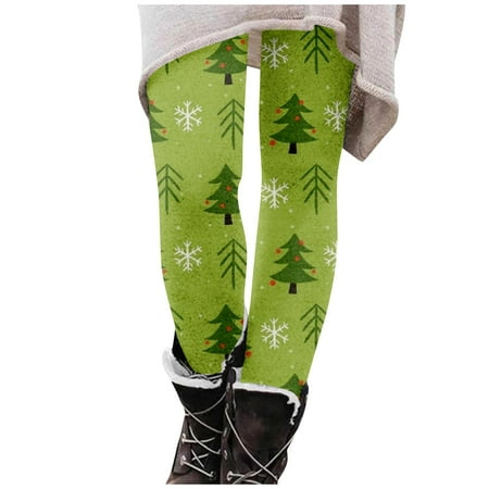 Dndkilg Christmas Leggings for Women Graphic Tummy Control High Waisted Holiday Womens Panties Funny Workout Clothing Tight Active Leggings Green 3XL