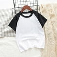 thumbnail image 3 of SROBPTY Short Sleeve T Shirt for Teen Girls Boys Crewneck Patchwork Color Raglan Sleeve Tshirt Casual Loose Short Sleeve Cotton T Shirt Tops Size 3Y-11Y, 3 of 3