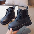 thumbnail image 2 of Viluyesy Girls Combat Boots Lace-Up Elastic Side Chunky Sole Non-Slip Comfortable Durable Easy On Off Shoes Black Size 12 Little Kids, 2 of 6