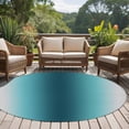 thumbnail image 4 of Round Area Rugs Collection 8 Ft, Turquoise Grey Ombre Non-Slip Residential Carpet, Farmhouse Gradient Minimalist Indoor Crawling Mats Runner Rugs for Living Room/Dining Room/Bedroom, 4 of 8