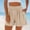 Shorts-A92Beige, variant on Women Pleated Shorts High Waisted Flowy Casual Shorts with Pockets Elastic Waistband Pull on Textured Rib Knit Summer Lounge Vacation Dressy Shorts Beige XL