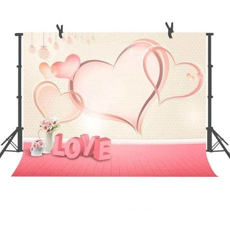 - GreenDecor Polyster Photo Background 7x5ft Heart Love Pattern Photography Backdrop For TV Wall Decoration Props