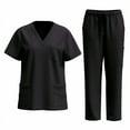 thumbnail image 4 of LYMAYTER Multi-pocket Design Medical Uniform for Women Solid Color V-Neck Outfit Set Elasticity Routine Nurse Uniform for S-2XL, 4 of 6
