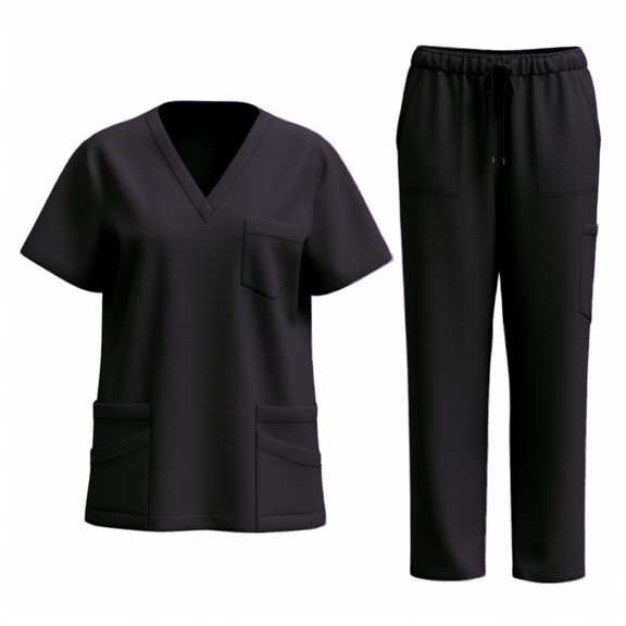 LYMAYTER Female Medical Uniform Suit for S-2XL Solid Color Nurse Uniform V-Neck Top and Pants Nurse Uniform Set