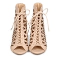 thumbnail image 4 of Wild Diva EG89 Women Leatherette Peep Toe Slit Lace Up Sandal Bootie, 4 of 5