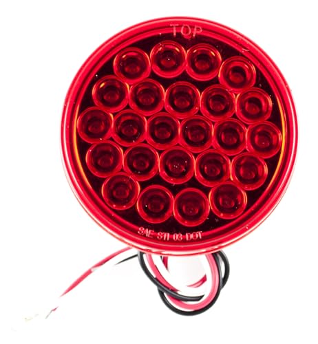 4" Round Trailer 24 LED Stop Turn Tail Signal Brake Marker Lights 6x Red Kit