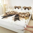 thumbnail image 3 of Manfei Cheetah Pattern Queen Sheet Set (4-Piece) Girls Bow Tie Brown Splashing Ink Breathable Decor, 3 of 7