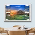 thumbnail image 3 of wall26 Canvas Print Wall Art Window View to Sunrise Over Flower Field Nature Wilderness Photography Realism Rustic Landscape Colorful Multicolor Ultra for Living Room, Bedroom, Office - 32"x48&q, 3 of 5