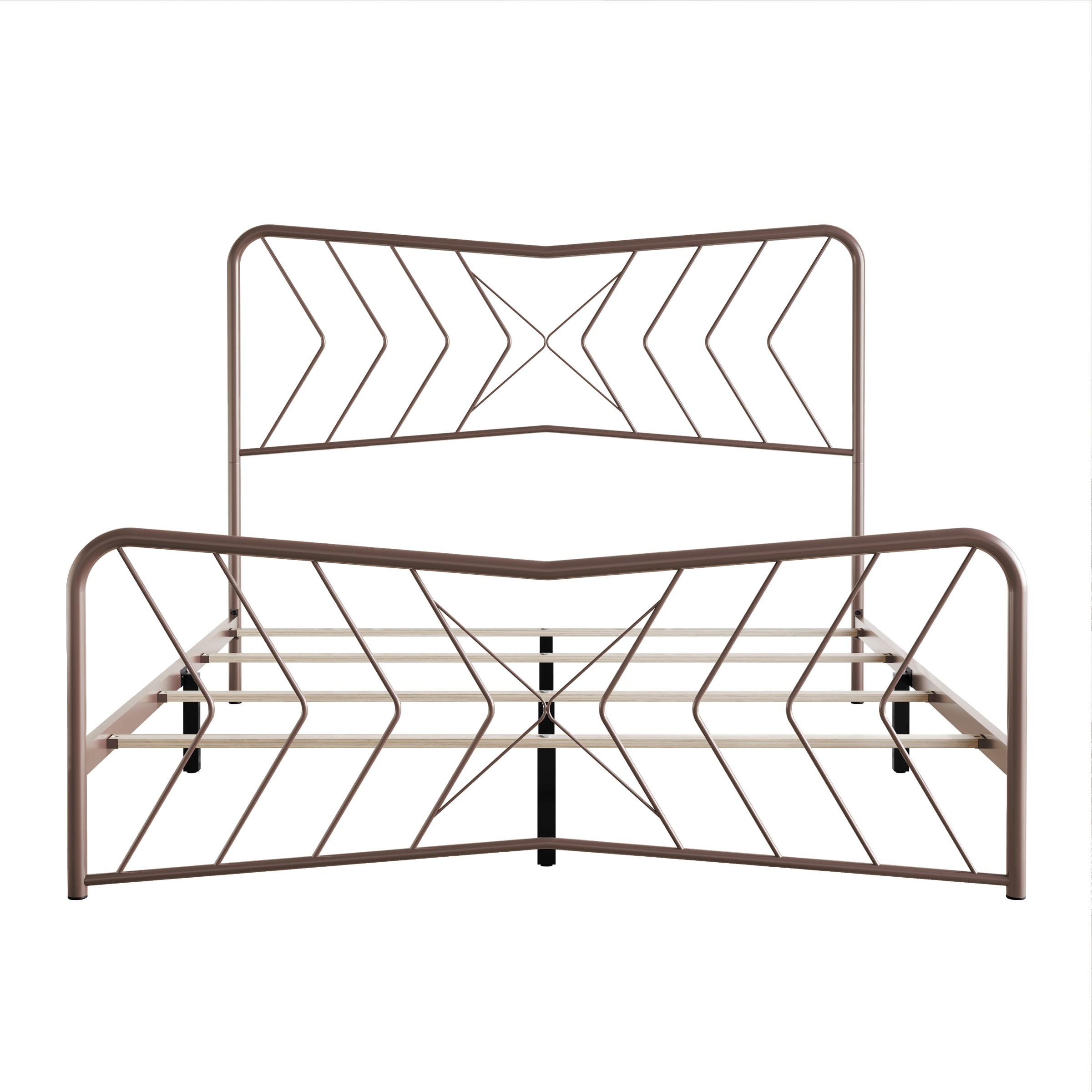 Home Design Rosette Queen Metal Bed – Pink, Durable Queen Bed