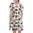 thumbnail image 1 of Easygdp Various Turtle para Vestido Transpirable de Mujer, Vestido Suelto de Manga Corta con Pliegues y Bolsillos para el Verano, 1 of 6