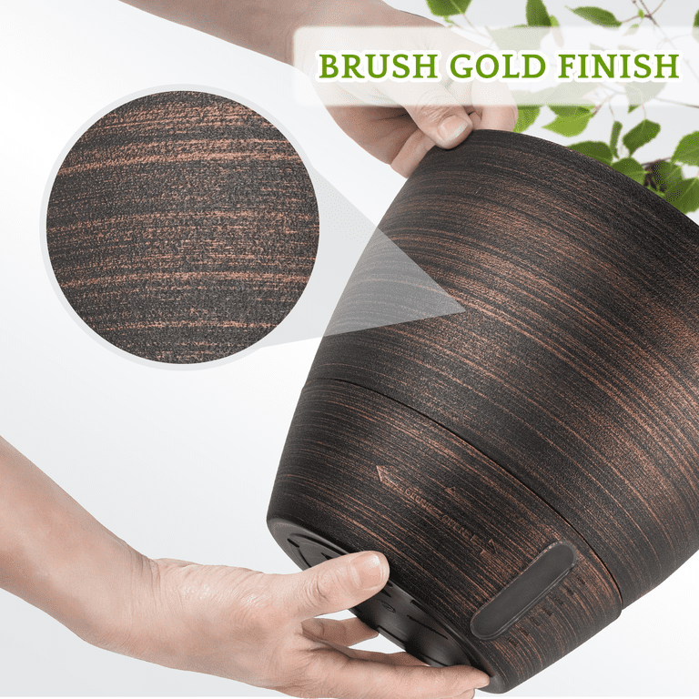 Fiason 3-Pack Self-Watering Planters, 8, 9, 10 Inch Bronze photo 3