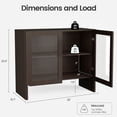 thumbnail image 4 of TopComfy 35" Sideboard Buffet Cabinet with 2 Glass Doors, Coffee Bar Storage Cabinet with Adjustable Shelves, Curved Edge MDF Display Cabinet for Kitchen Dining Room, Dark Walnut, 4 of 8
