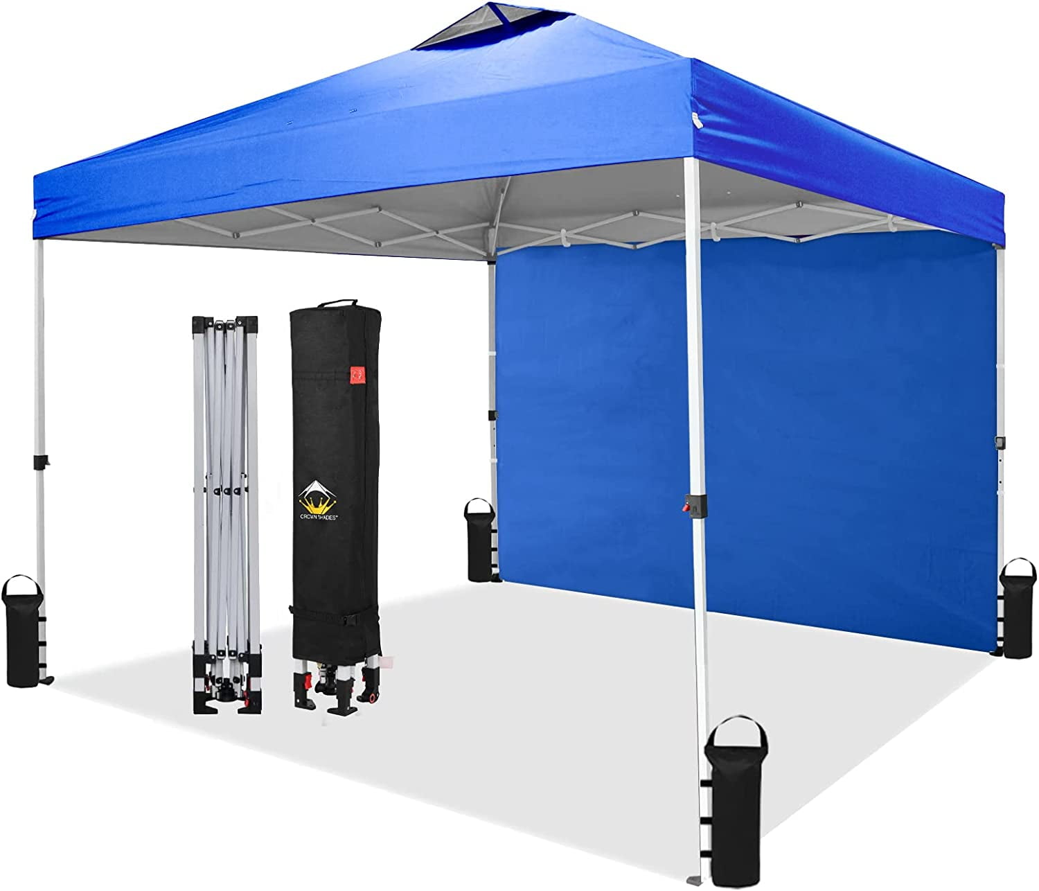  CROWN SHADES 8x8 Pop up Canopy Instant Canopy with 1 Removable  Sidewall,4 Ropes & 8 Stakes, STO'N and Go Bag, Blue : Patio, Lawn & Garden