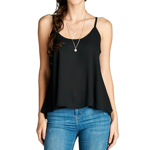 Women's Draped Spaghetti Strap Sheer Chiffon sleeveless Tank Top-Plus Size Available (FAST & FREE SHIPPING)