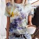 thumbnail image 2 of Blusa informal de manga corta con cuello redondo y estampado de verano a la moda para mujer Pompotops  hfajkhk134825, 2 of 5