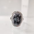 thumbnail image 2 of Natural Snowflake Obsidian Ring, Snowflake Obsidian Ring, Birthstone, Designer Band, 925 Sterling Silver, Womens Ring, Christmas, Thanksgiving, Handmade, Statement Jewelry, Natural Gemstone Ring, 2 of 6