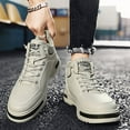 thumbnail image 6 of Mens Shoes,Men Autumn Winter High Top Casual Thick Sole Versatile Athletic Leisure Footwear Durable Comfortable Walking Shoe,Shoes for Men,Beige,9, 6 of 8