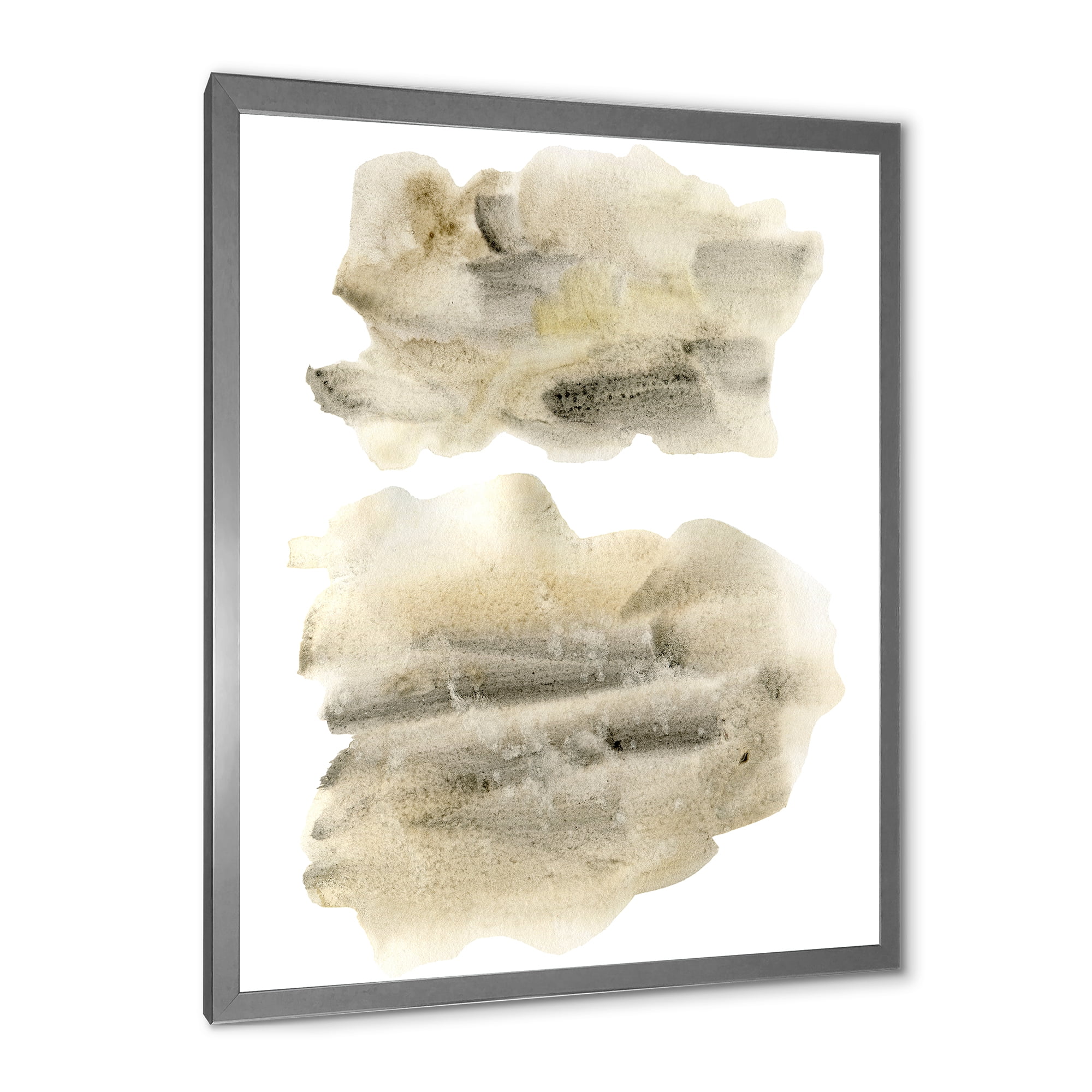 Designart 'Beige and Black Clouds' Modern Framed Art Print
