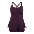 thumbnail image 2 of Mycoco Two Piece Swimsuit for Women Tankini Bathing Suit with Shorts Modest Swimwear Deep Purple US 16, 2 of 6