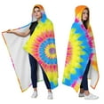 thumbnail image 2 of Wearable Blanket,Colorful Tie Dye Mandala Pattern Hooded Wearable Flannel Blanket for Adults & Teens,Winter Poncho Shawl Wrap Cape Cozy Anti-Pill,60"x80", 2 of 5