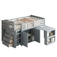 thumbnail image 4 of Twin Loft Bed with Desk Low Study Twin Loft Bed with Storage Drawers, Low Loft Bed Twin for Twin Loft Bed with Safety Guard Rails and Bookcase Shelf (Grey, Twin Loft with Desk), 4 of 9
