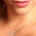 thumbnail image 4 of Clara Pucci 18K White Solid Hypoallergenic Gold 1Ct Natural Sky Blue Topaz Round Brilliant Cut Solitaire Designer Necklace Pendant For December, 4 of 6