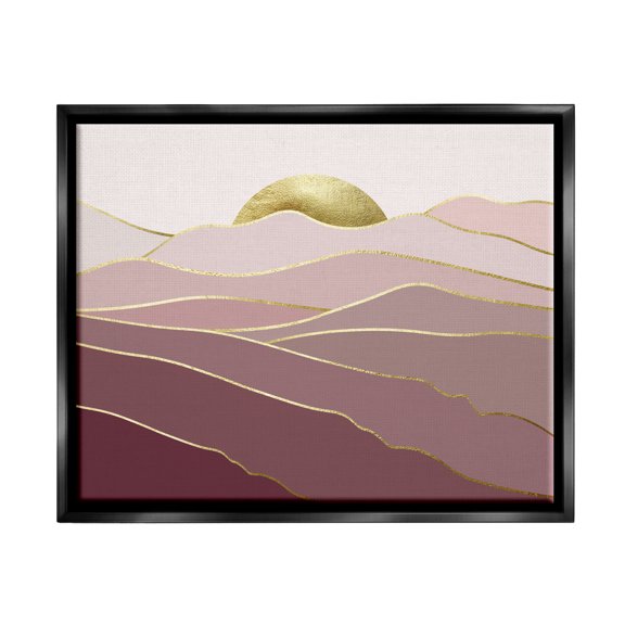 Stupell Layered Pink Glam Mountain Peaks Landscape Painting Black Floater Framed Art Print Wall Art