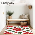 thumbnail image 3 of ODIKA 2'x3' Machine Washable Non-Slip Area Rug, Poinsettia Bloom Christmas Non Skid Seasonal Floor Cover High Traffic Rug, Red, 735870, 3 of 7